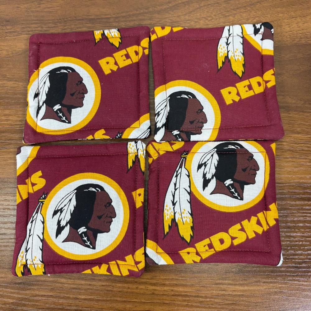Vintage Washington Redskins Cloth Coasters 4 x 4 Lot of‎ 4